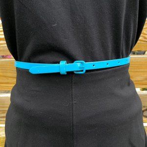 Cyan Blue Belt in Patent Leather